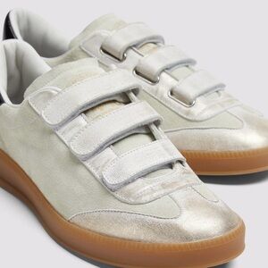 P448 Metallic Silver and Cream Athletic Shoes